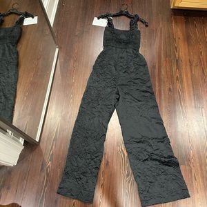 Ganni size 34 black satin jumpsuit new with tags